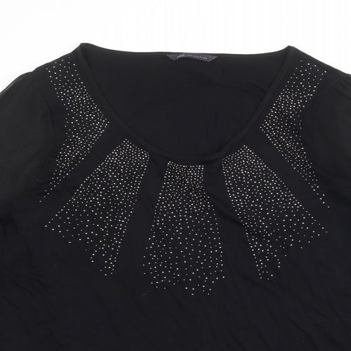 Marks and Spencer Womens Black Viscose Basic Blouse Size 16 Round Neck