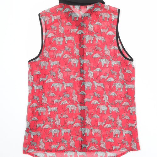 Limited Collection Womens Pink Geometric Polyester Basic Tank Size 14 Collared