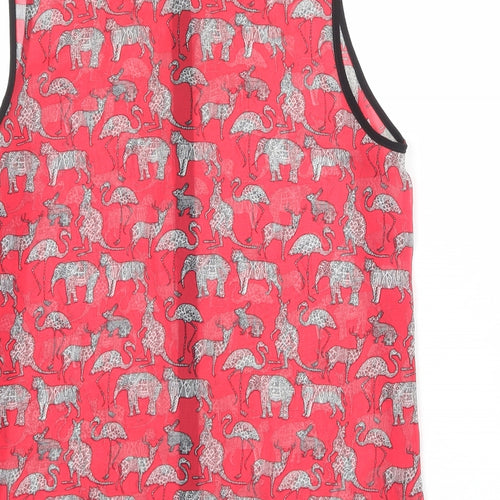 Limited Collection Womens Pink Geometric Polyester Basic Tank Size 14 Collared