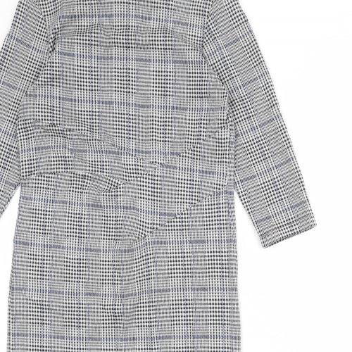 Marks and Spencer Womens Grey Plaid Polyester Shift Size 12 Round Neck Zip