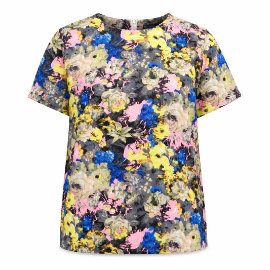 Front view of Beloved women’s multicoloured floral polyester basic t-shirt, size S, round neck