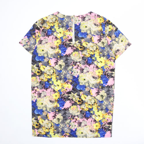 Beloved Womens Multicoloured Floral Polyester Basic T-Shirt Size S Round Neck
