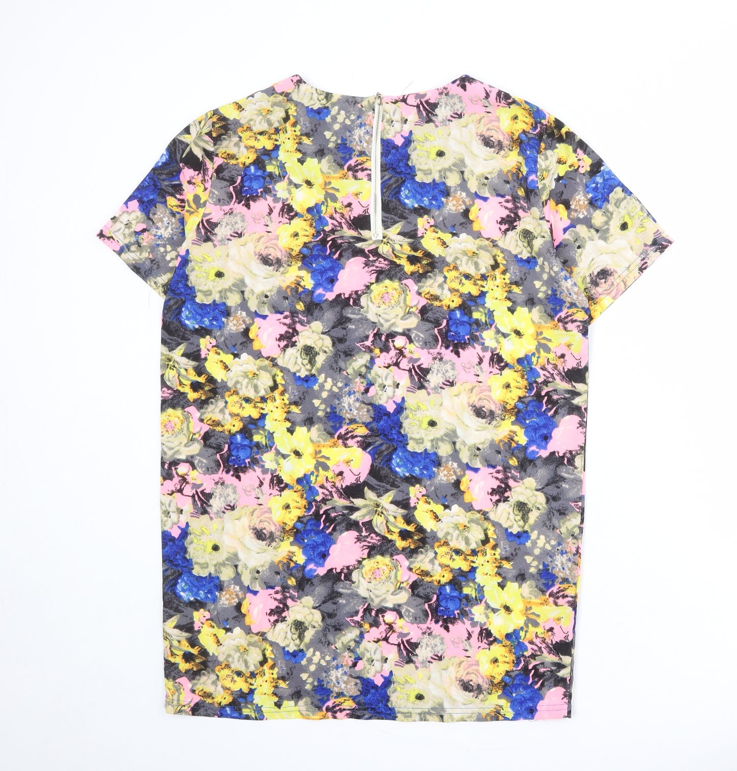Beloved Womens Multicoloured Floral Polyester Basic T-Shirt Size S Round Neck
