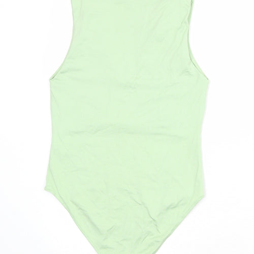 Stradivarius Womens Green Nylon Bodysuit One-Piece Size M Snap