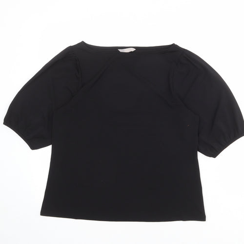 H&M Womens Black Polyester Basic Blouse Size S Round Neck