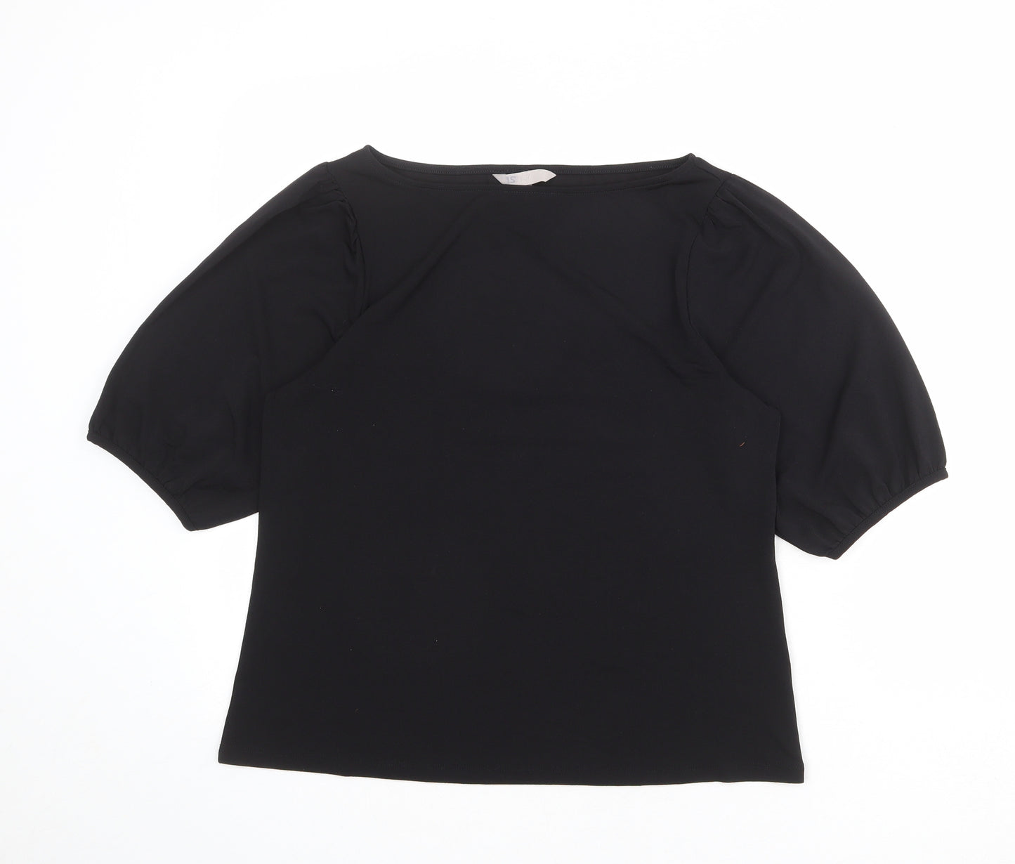 H&M Womens Black Polyester Basic Blouse Size S Round Neck