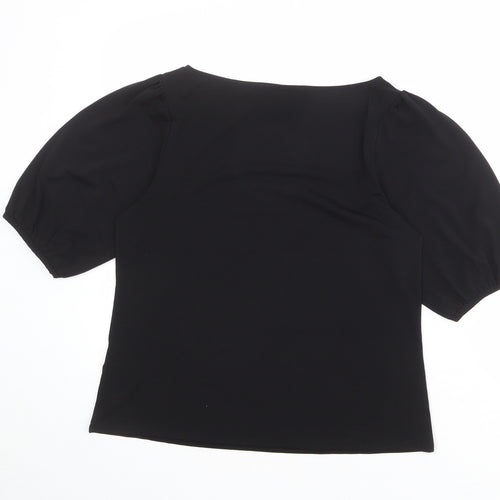 H&M Womens Black Polyester Basic Blouse Size S Round Neck