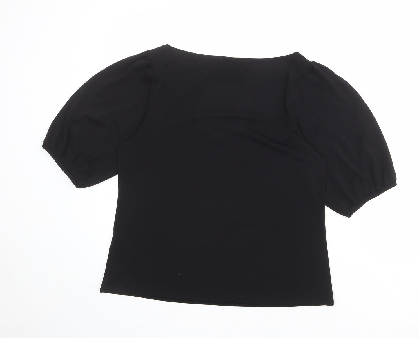 H&M Womens Black Polyester Basic Blouse Size S Round Neck