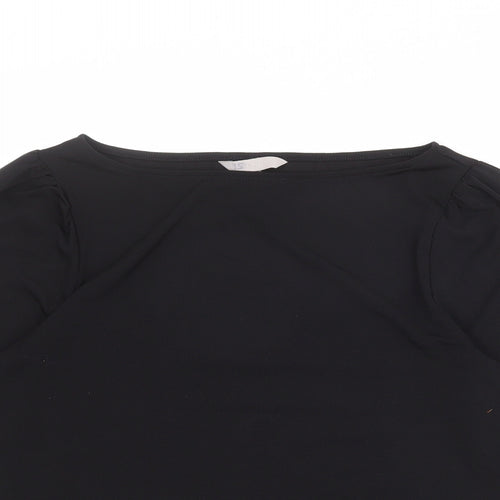 H&M Womens Black Polyester Basic Blouse Size S Round Neck