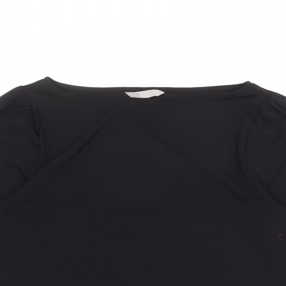 H&M Womens Black Polyester Basic Blouse Size S Round Neck