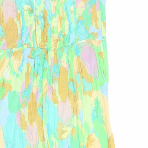 Stradivarius Womens Multicoloured Floral Viscose Tank Dress Size M Round Neck Pullover