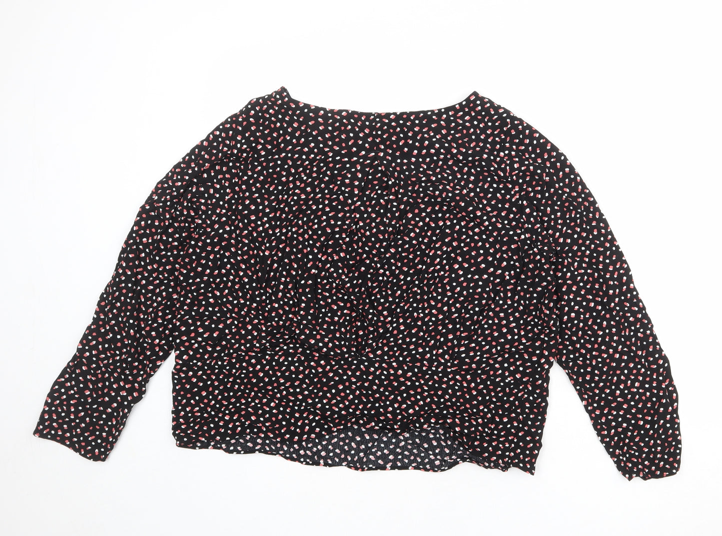 Marks and Spencer Womens Black Geometric Viscose Basic Blouse Size 18 Round Neck