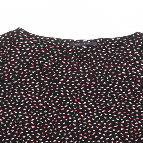 Marks and Spencer Womens Black Geometric Viscose Basic Blouse Size 18 Round Neck