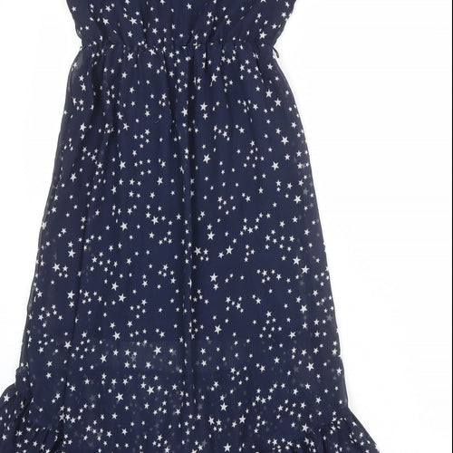 H&M Girls Blue Geometric Polyester A-Line Size 10-11 Years Round Neck Pullover - Star Print