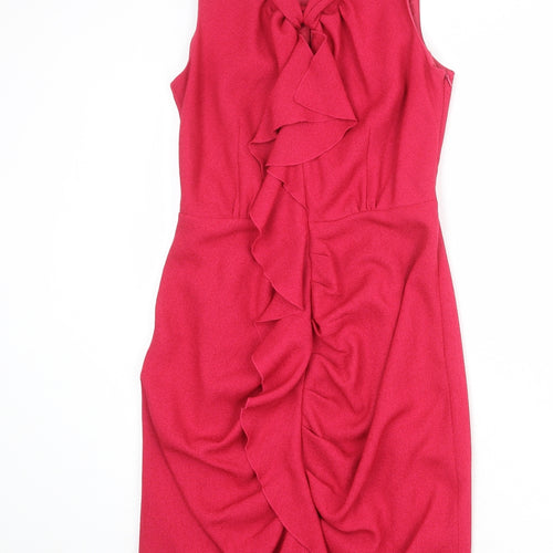 NEXT Womens Pink Polyester Tank Dress Size 8 Collared Button
