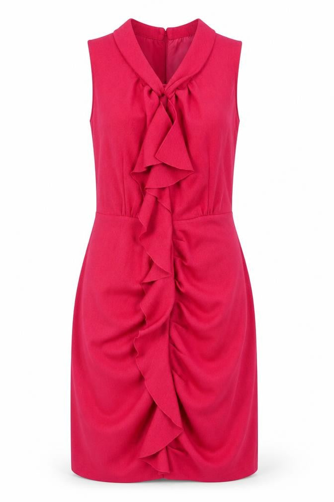 Front view of Next women’s pink polyester tank dress, size UK 8, collared button