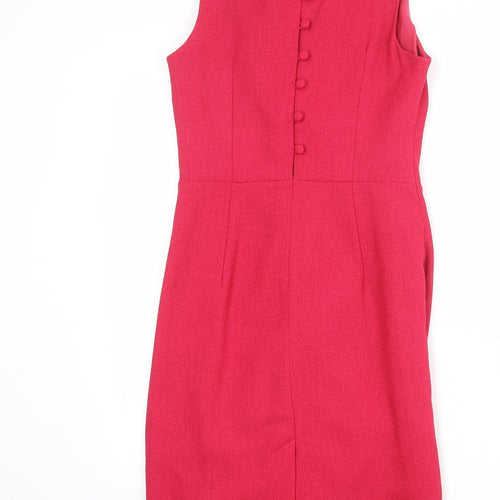 NEXT Womens Pink Polyester Tank Dress Size 8 Collared Button