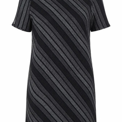 NEXT Womens Black Geometric Polyester T-Shirt Dress Size 10 Round Neck Zip