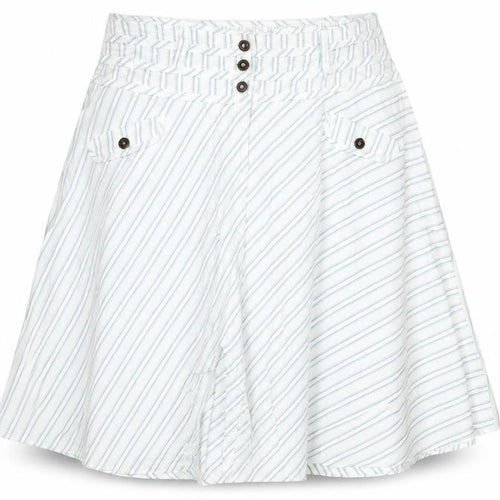 Crew Clothing Womens White Striped Cotton Swing Skirt Size 16 Button