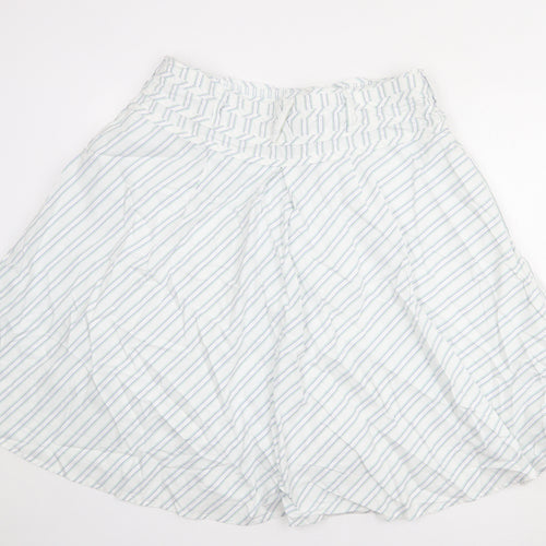 Crew Clothing Womens White Striped Cotton Swing Skirt Size 16 Button