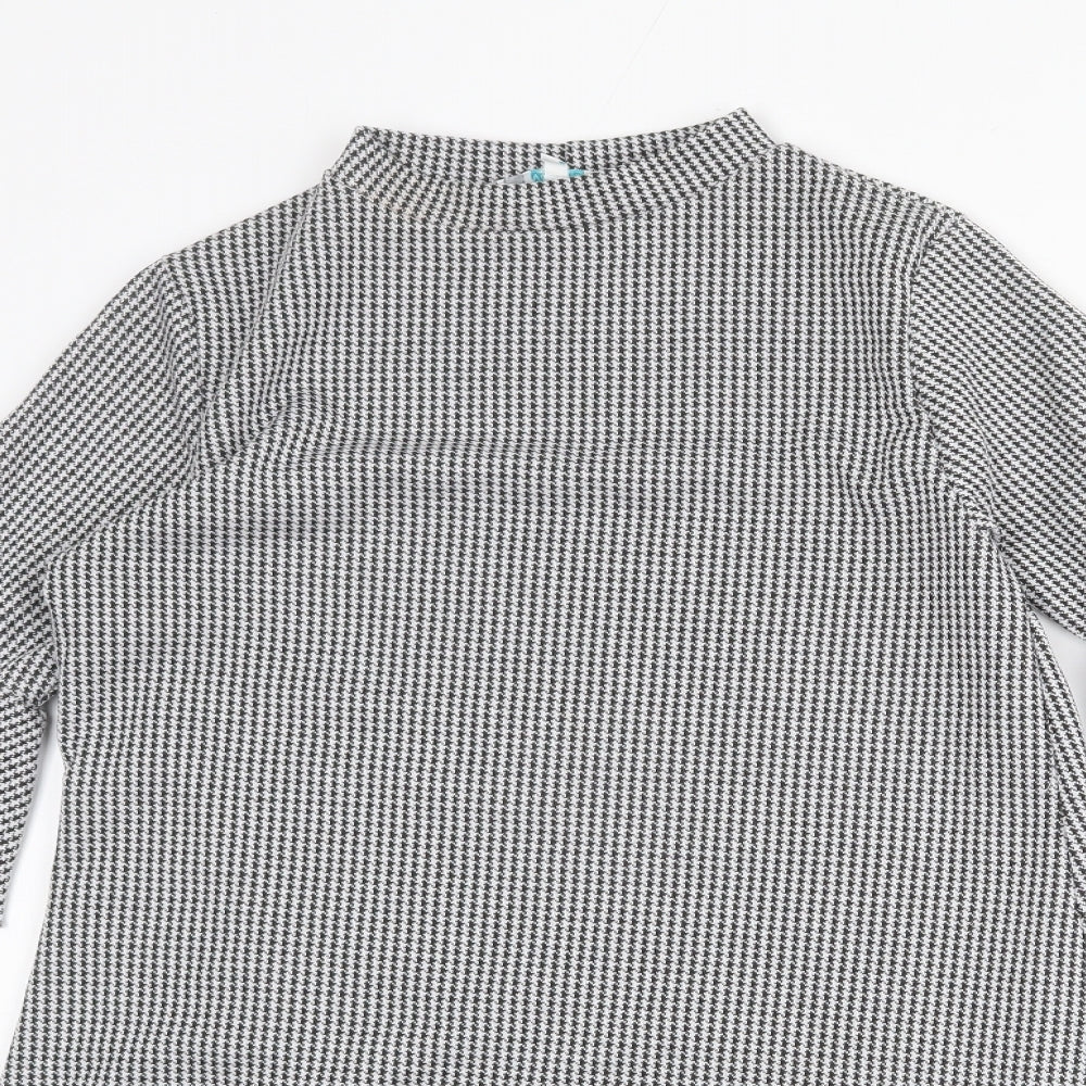 Vasamsi Womens Grey Geometric Polyester A-Line Size 8 Mock Neck Pullover