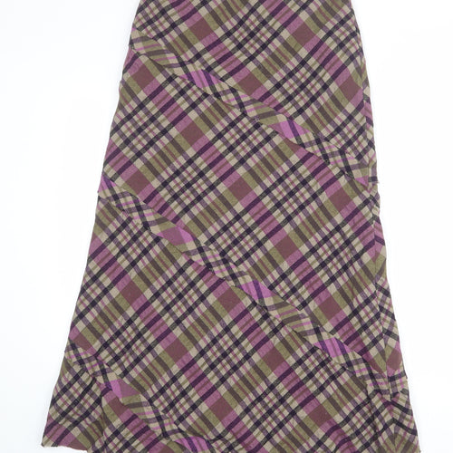 Per Una Womens Multicoloured Plaid Wool A-Line Skirt Size 10 Zip