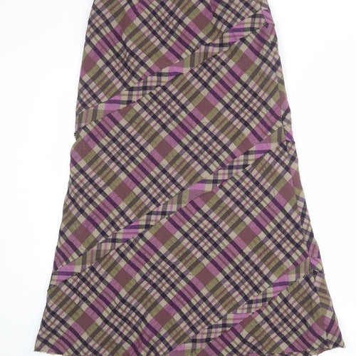 Per Una Womens Multicoloured Plaid Wool A-Line Skirt Size 10 Zip