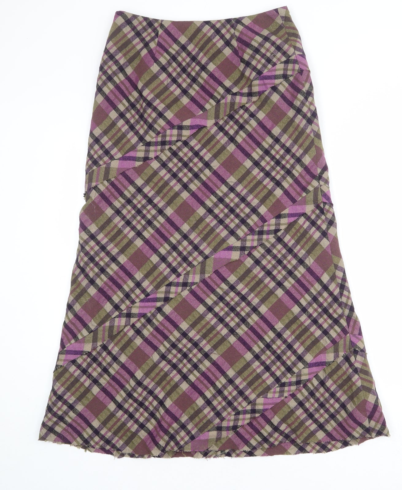 Per Una Womens Multicoloured Plaid Wool A-Line Skirt Size 10 Zip