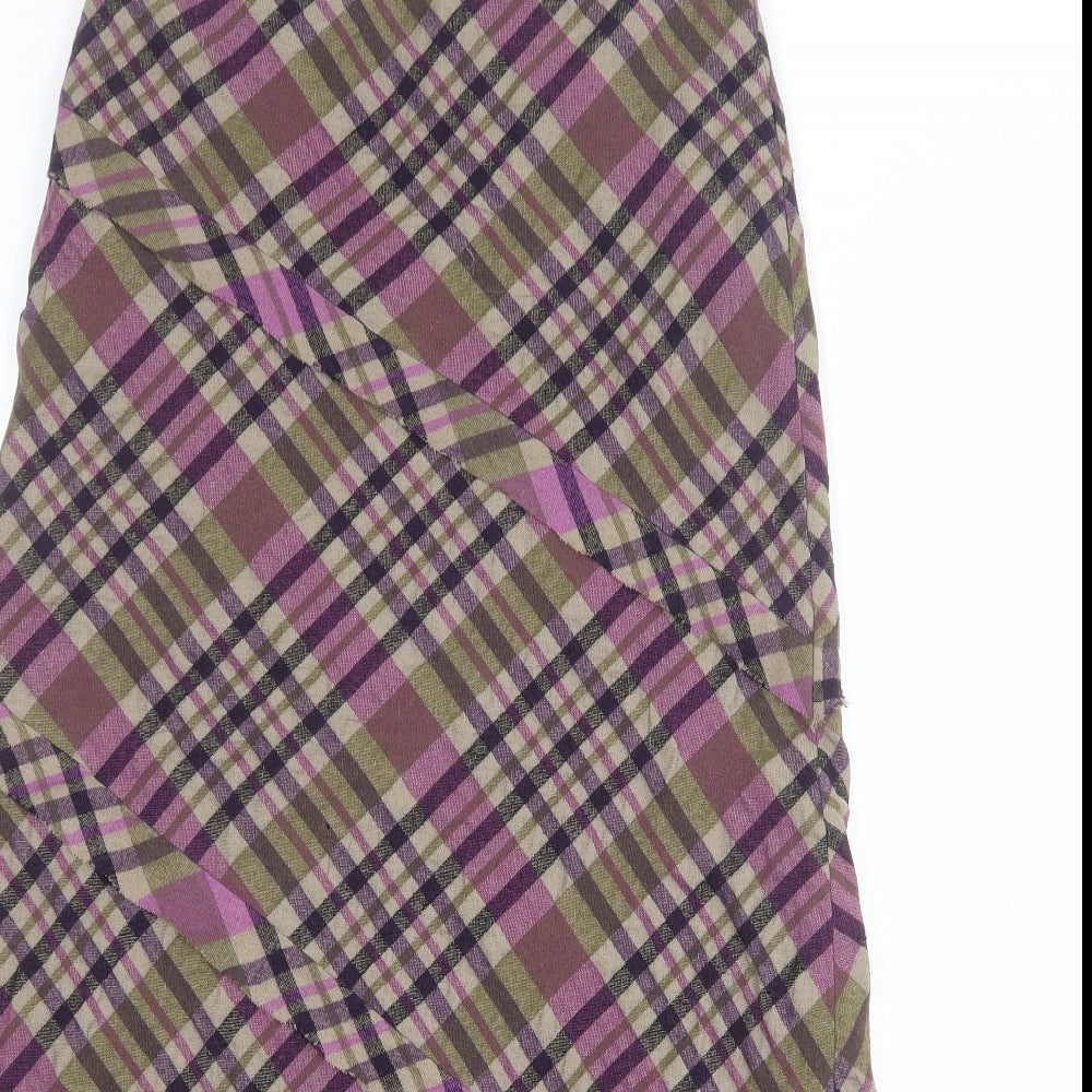 Per Una Womens Multicoloured Plaid Wool A-Line Skirt Size 10 Zip