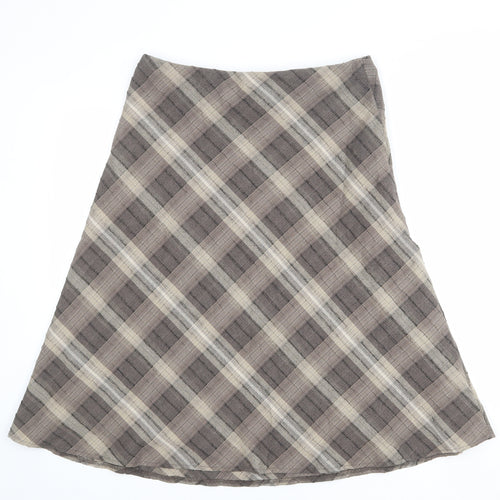 Marks and Spencer Womens Brown Plaid Polyester Swing Skirt Size 10