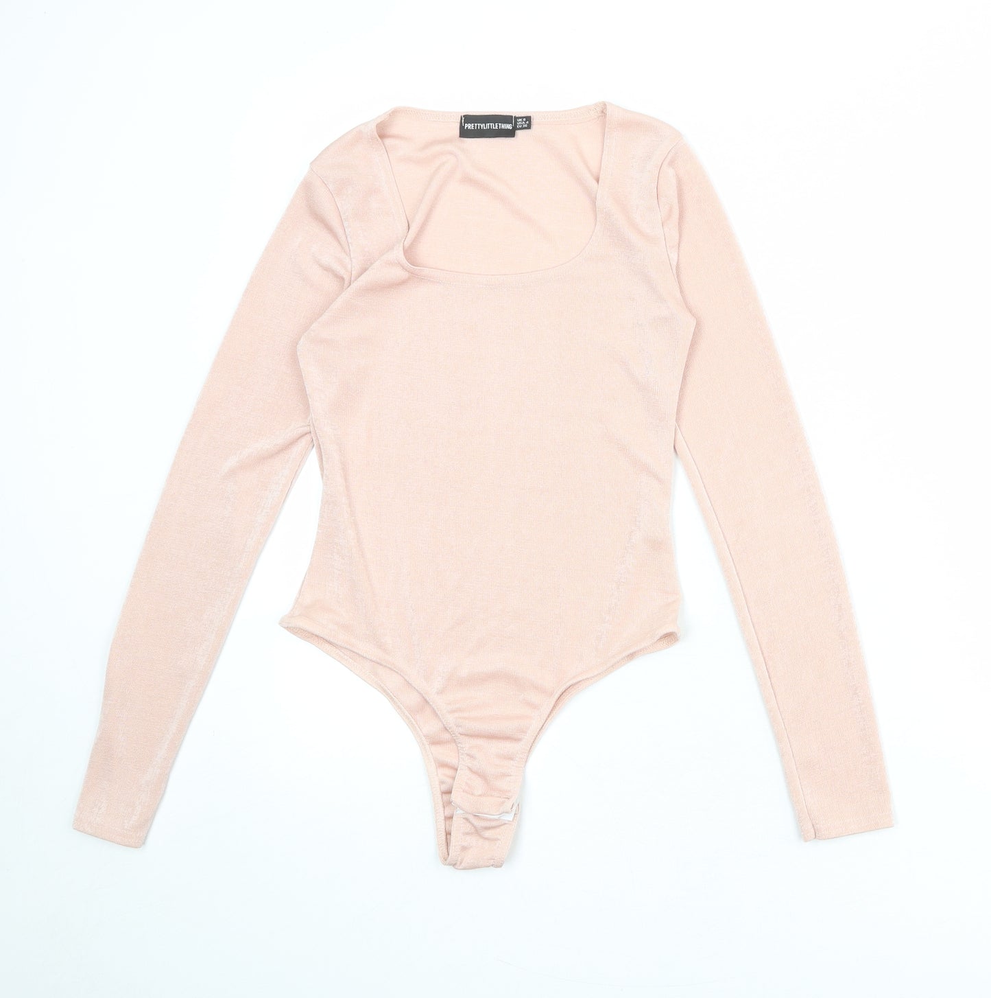 PRETTYLITTLETHING Womens Pink Polyester Bodysuit One-Piece Size 8 Snap