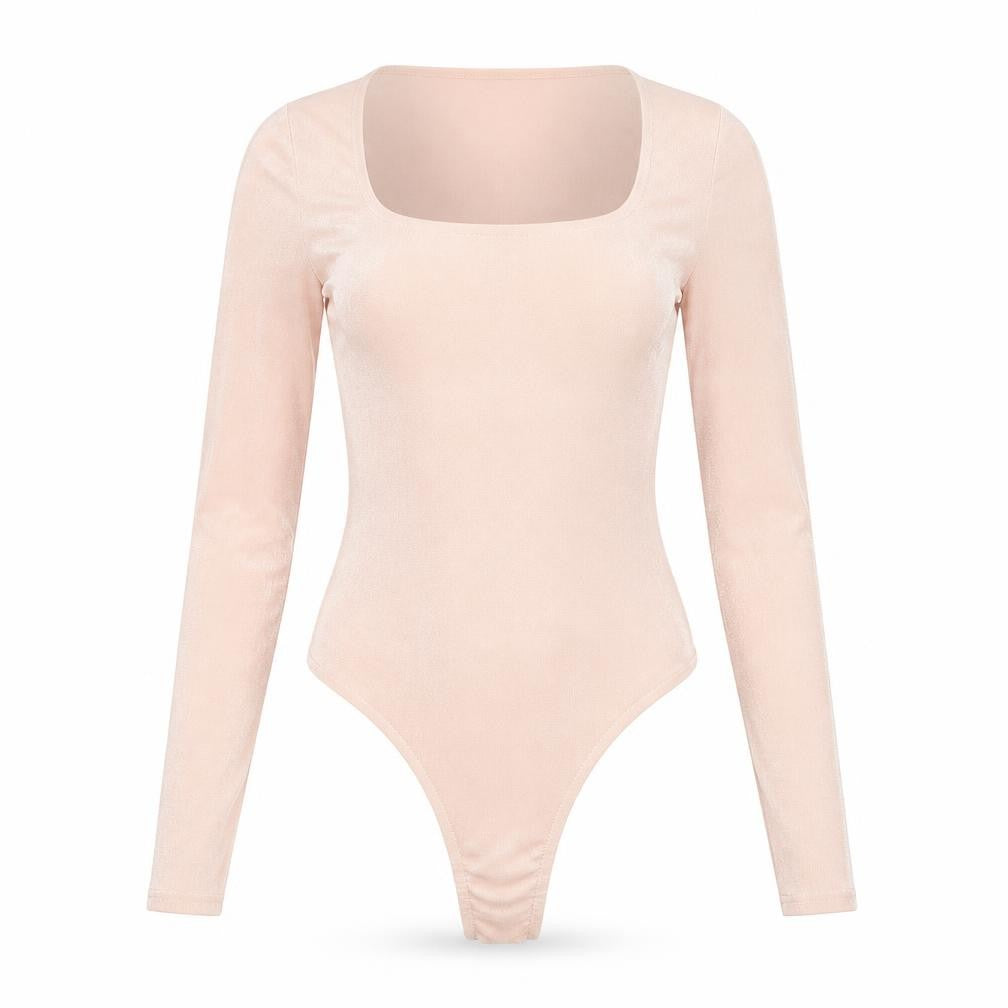 Front view of PRETTYLITTLETHING women’s pink polyester bodysuit one-piece, size UK 8, snap