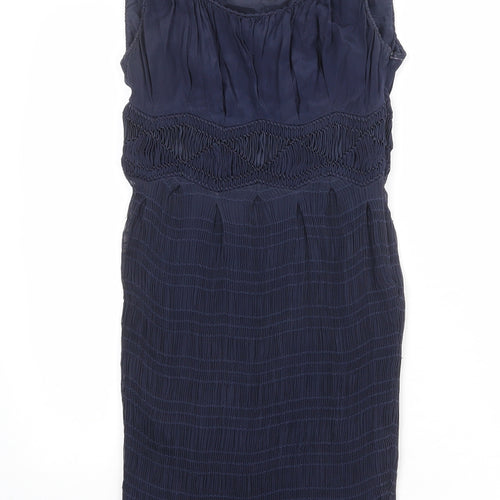 LEON MAX Womens Blue Viscose Tank Dress Size XS Round Neck Zip