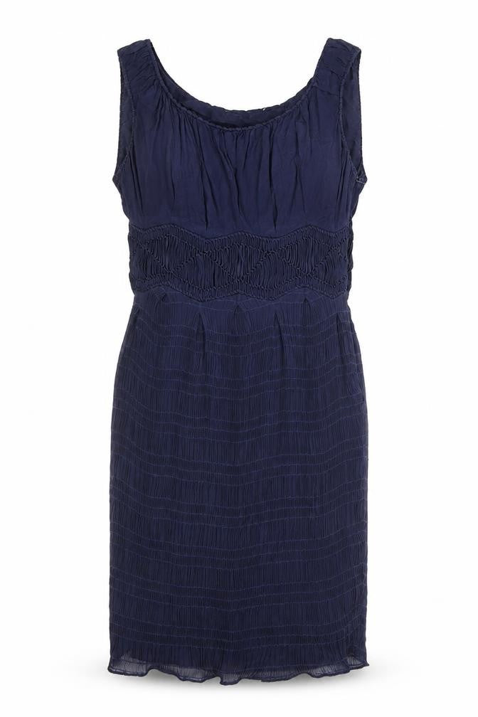 LEON MAX Womens Blue Viscose Tank Dress Size XS Round Neck Zip