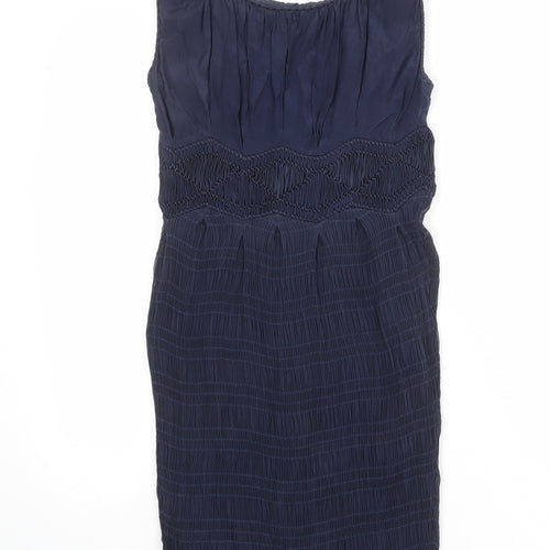 LEON MAX Womens Blue Viscose Tank Dress Size XS Round Neck Zip