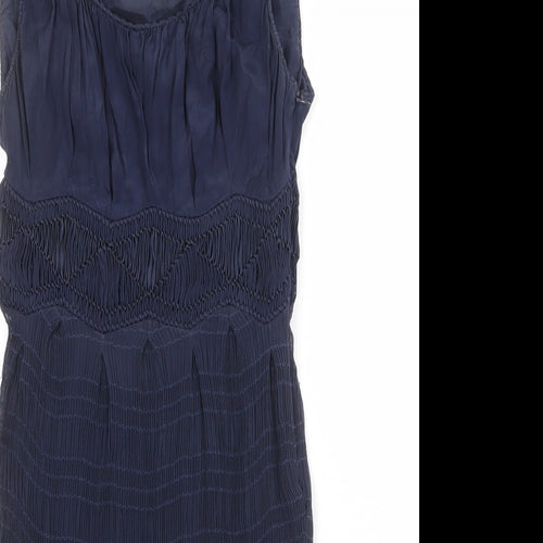 LEON MAX Womens Blue Viscose Tank Dress Size XS Round Neck Zip