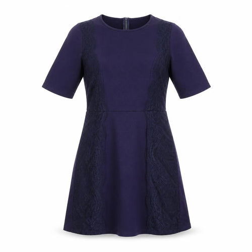 Warehouse Womens Blue Viscose A-Line Size 14 Round Neck Zip - Lace Details