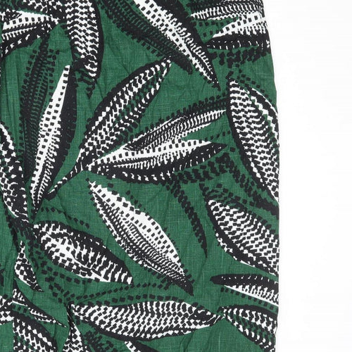 John Lewis Womens Green Geometric Viscose Wrap Skirt Size 18 Tie