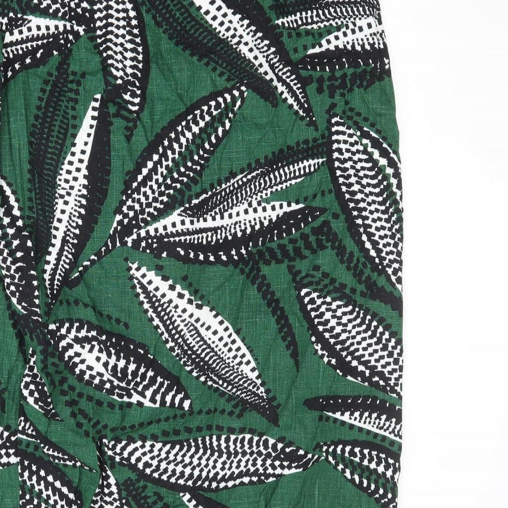 John Lewis Womens Green Geometric Viscose Wrap Skirt Size 18 Tie
