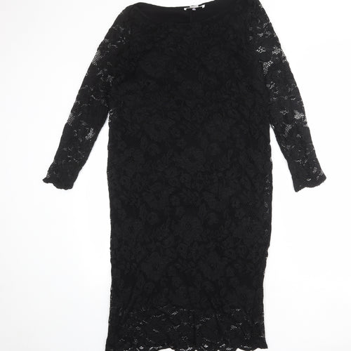 mamas & papas Womens Black Nylon Shift Size 12 Round Neck Pullover