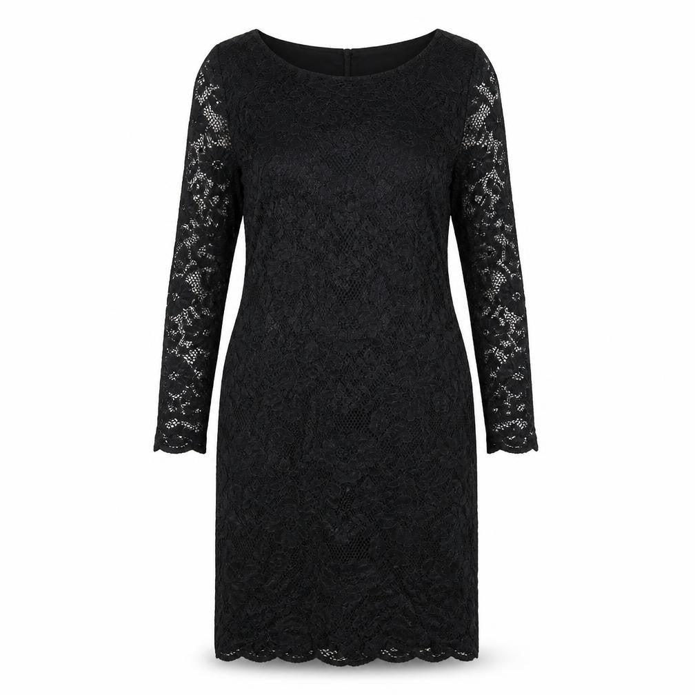 Front view of mamas & papas women’s black nylon shift, size UK 12, round neck pullover