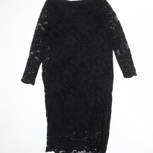 mamas & papas Womens Black Nylon Shift Size 12 Round Neck Pullover