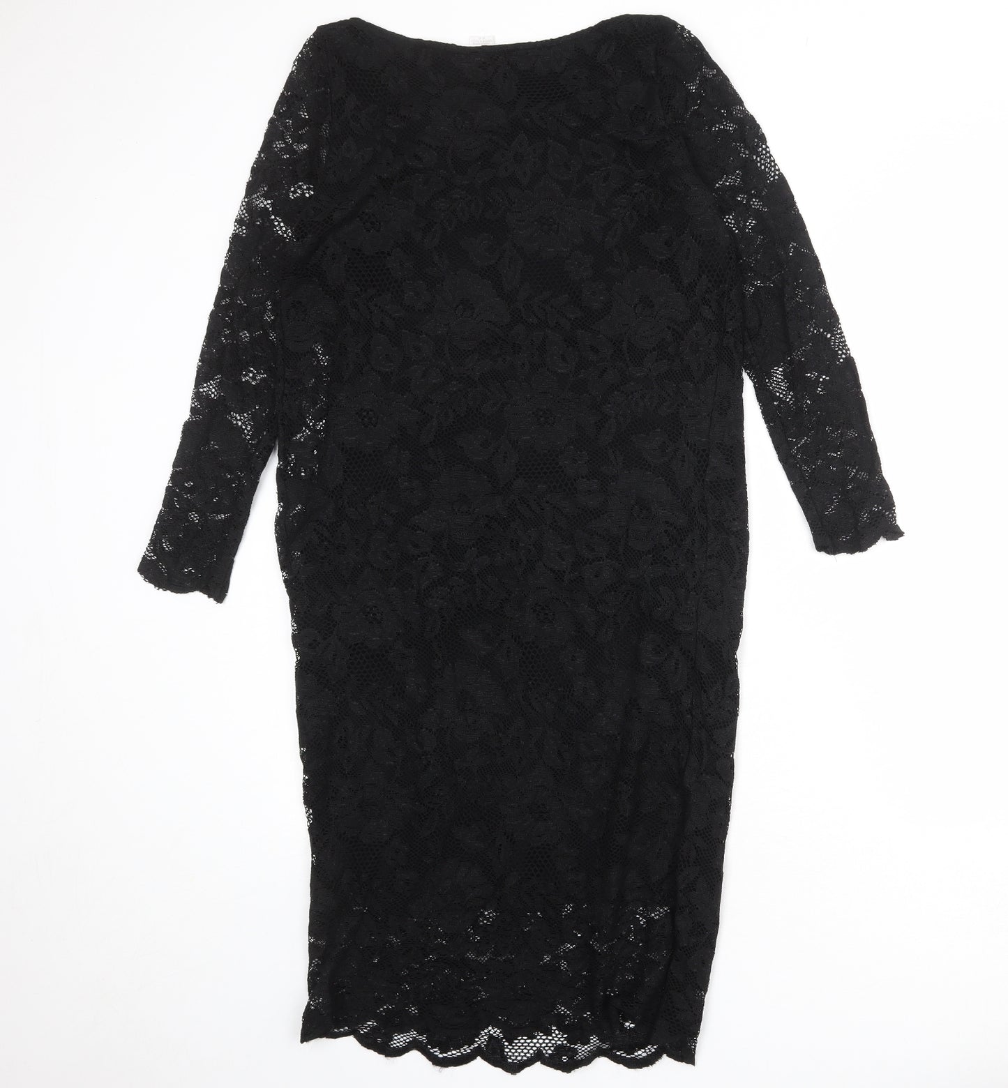 mamas & papas Womens Black Nylon Shift Size 12 Round Neck Pullover