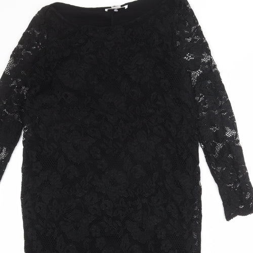 mamas & papas Womens Black Nylon Shift Size 12 Round Neck Pullover