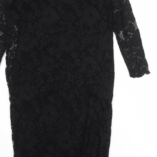 mamas & papas Womens Black Nylon Shift Size 12 Round Neck Pullover