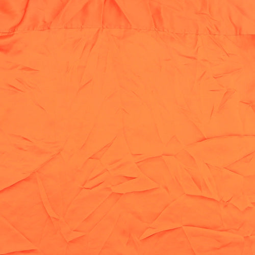 H&M Womens Orange Polyester Basic Button-Up Size S Collared