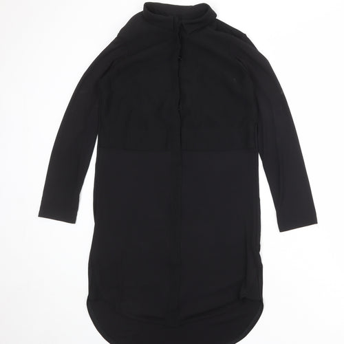 Topshop Womens Black Polyester Shirt Dress Size 6 Collared Button
