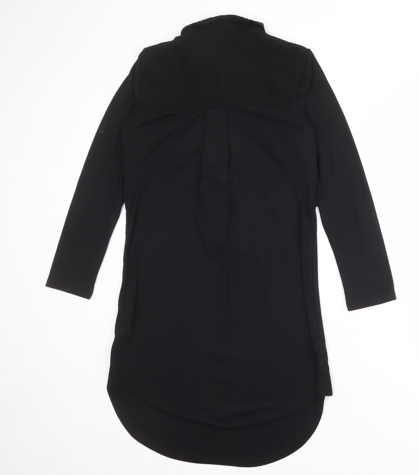 Topshop Womens Black Polyester Shirt Dress Size 6 Collared Button