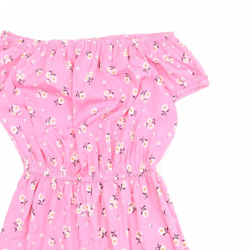New Look Womens Pink Floral Polyester Playsuit One-Piece Size 16 Pullover