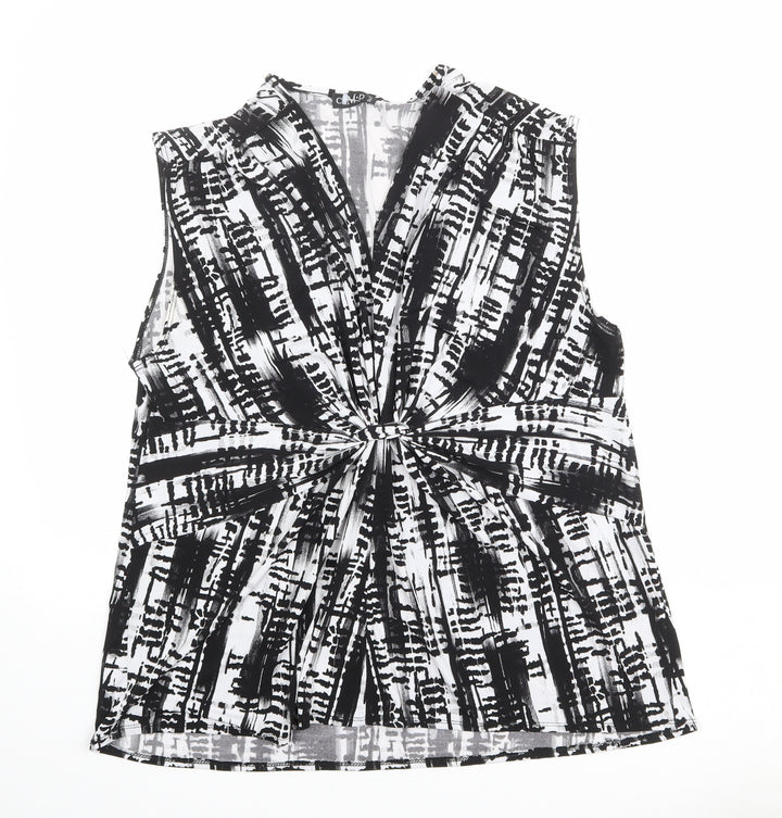 C.M.D Womens Multicoloured Geometric Polyester Basic Blouse Size 20 V-Neck - Gathered Front Detail
